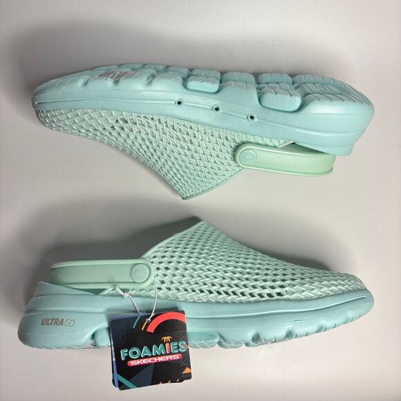 Skechers Foamies Gowalk 5 Sea Scape Clogs in Turquoise - Picture 7 of 9